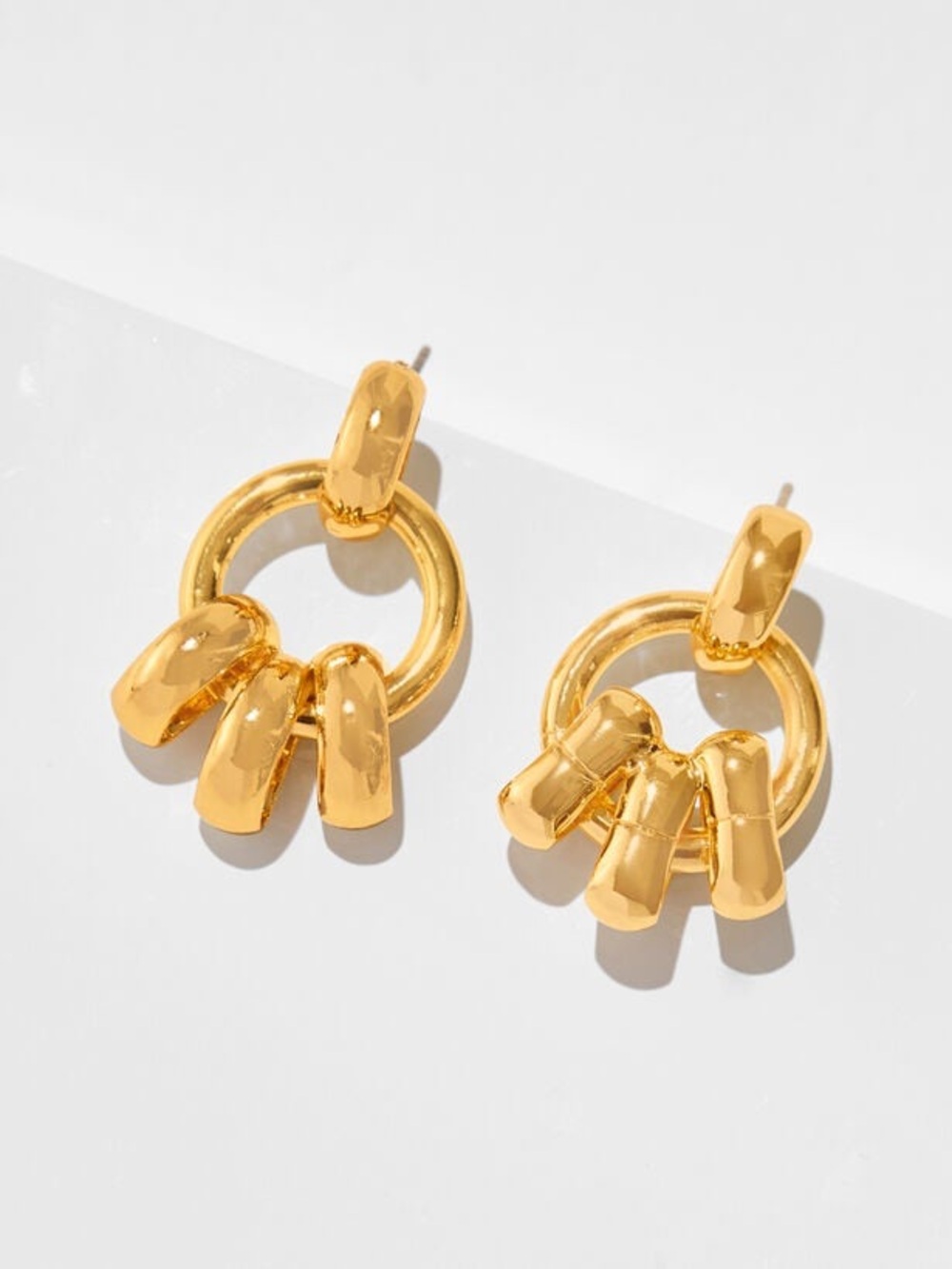 Talbots Gold Tone Tri Link Ring Drop Earrings NEW Elegant Jewelry